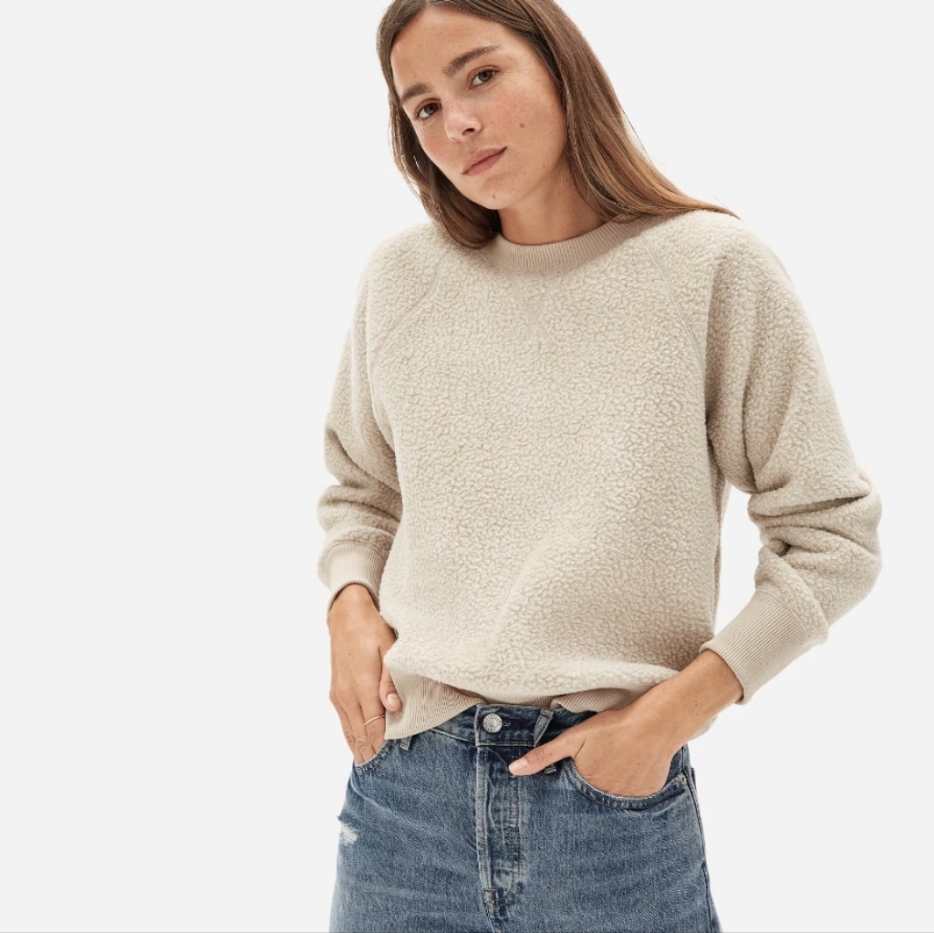 Everlane Renew Oatmeal Sherpa Fleece Sweatshirt